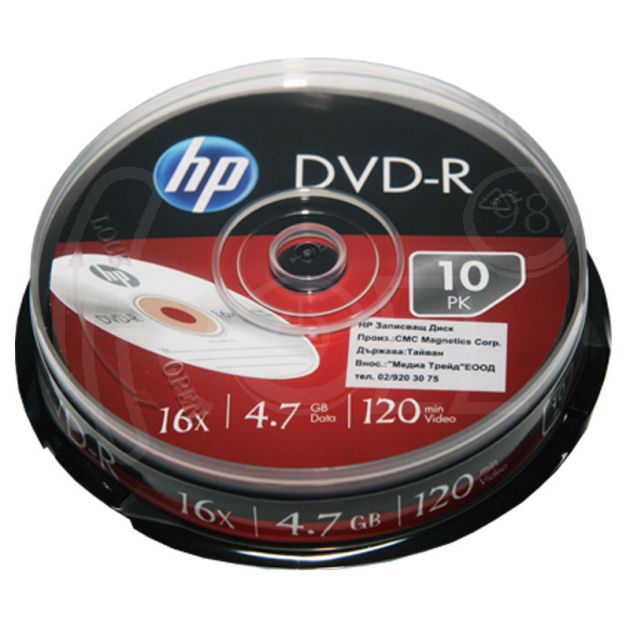 DVD-R диск Hp, 4.7GB, 16x, шпиндел 10 бр. main product photo
