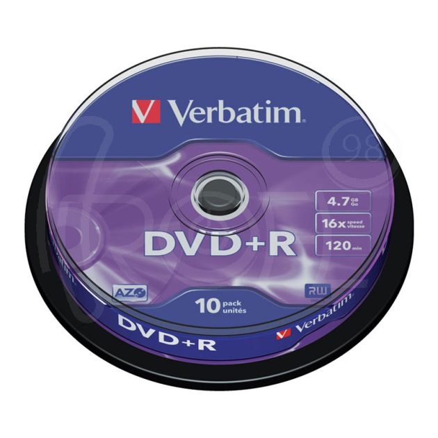DVD+R диск VERBATIM Matt Silver, 4.7GB, 16x, шпиндел, 10 бр. main product photo