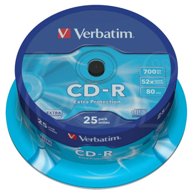 CD-R диск VERBATIM Extra Protection, 700MB, 52x, шпиндел, 25 бр. main product photo