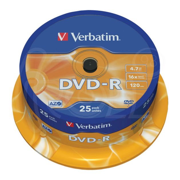 DVD - R диск VERBATIM Matt Silver, 4.7GB, 16x, шпиндел, 25 бр. main product photo