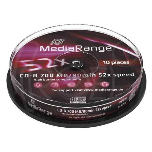 CD-R диск MediaRange, 80 min, 700MB, 52x, шпиндел, 10 бр. main product photo