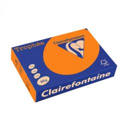 Копирна цветна хартия Clairefontaine, флуоресцентна, Fluo Orange, A4, 80 гр./м2, 500 листа