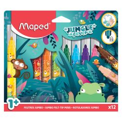 Флумастери Maped Jungle Fever Jumbo, 12 цвята