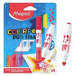 Флумастери Maped ColorPeps Duo с печати, 8 цвята