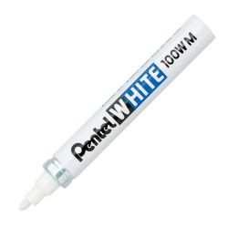 Маркер Pentel Х100W-М, бял покривен, объл връх