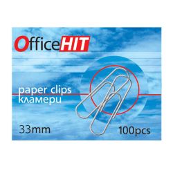 Кламери Office HIT, заоблени, 33мм, 100 броя