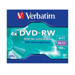 DVD+RW диск VERBATIM, презаписваем 4.7GB, 4x, в кутия