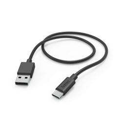 Кабел HAMA, USB-C - USB 2.0 А мъжко, 1 м, 480Мbit, 3А, черен