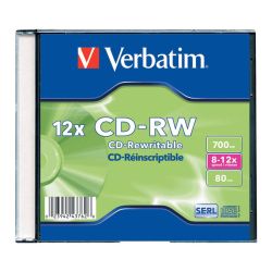 CD-RW диск VERBATIM, 700MB, 8x-12x в кутия