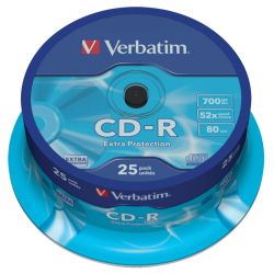 CD-R диск VERBATIM Extra Protection, 700MB, 52x, шпиндел, 25 бр.