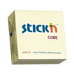 Самозалепващи листчета Stick`N, пастел, 76 x 76 мм, жълти