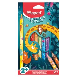 Цветни моливи Maped Jungle Fever Jumbo, 12 цвята