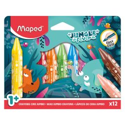 Восъчни пастели Maped Jungle Fever Jumbo, 12 цвята