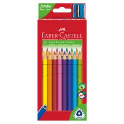 Цветни моливи Faber-Castell Triangular Jumbo, 20 цвята, с включена острилка