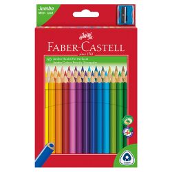 Цветни моливи Faber-Castell Triangular Jumbo, 30 цвята, с включена острилка