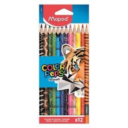 Цветни моливи Maped ColorPeps Animals, 12 цвята