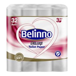 Тоалетна хартия Belinno Deluxe, трипластова, 32 ролки/пакет